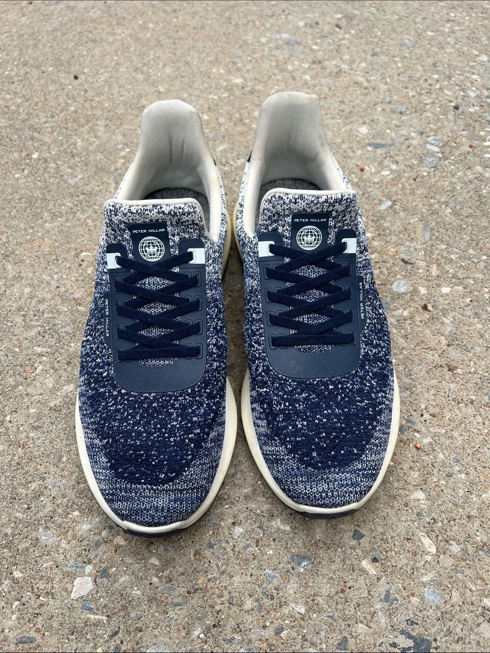 Peter Millar Men’s Knit Sneakers in Navy and Cream